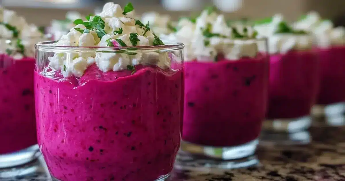 Verrines de Mousse de Betterave et Feta 2 verrines de mousse de betterave et feta